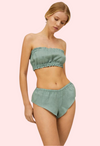 2-Pack Natural Flax Linen Ruffled Bandeau &amp; Vintage Knickers Set