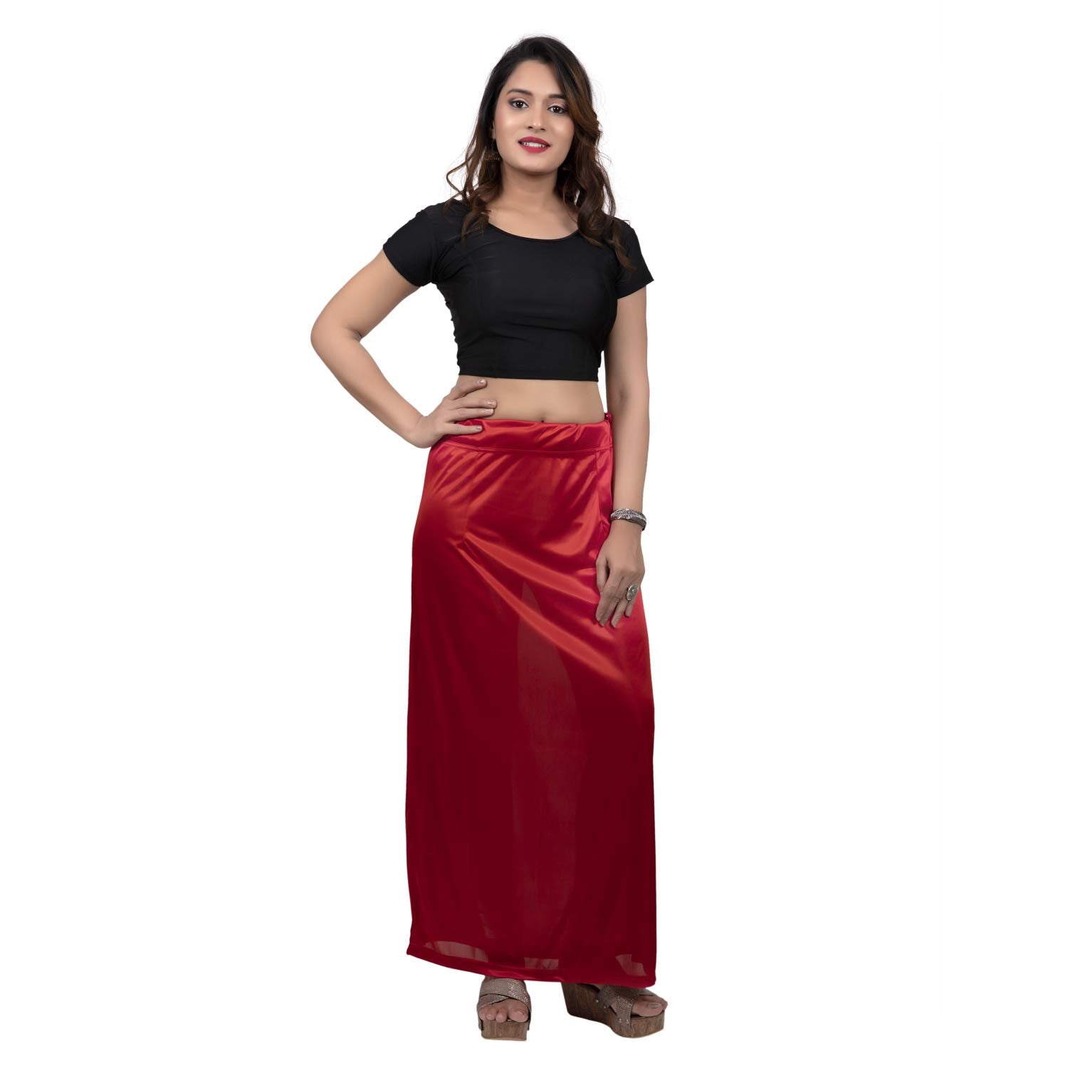 Women&#39;s Glimmering silk Stretchable Underskirt for Sarees