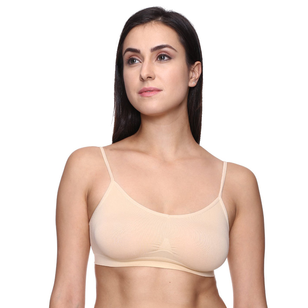&quot;Comfort&quot; Beige Thin Straps Sports Bra
