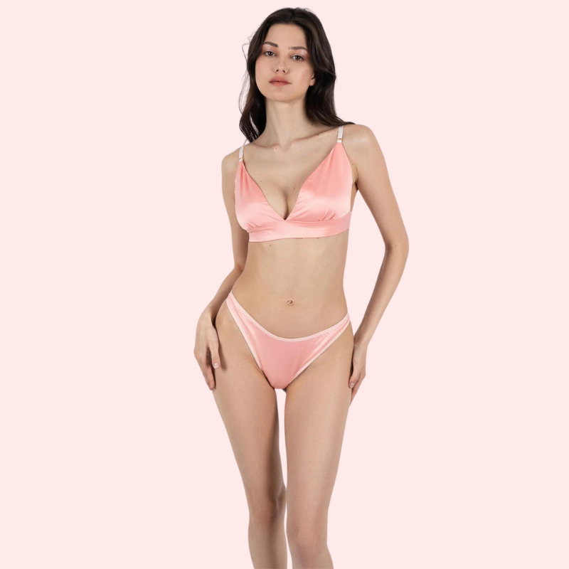 Lightweight Pure Silk Bra Set for Comfort